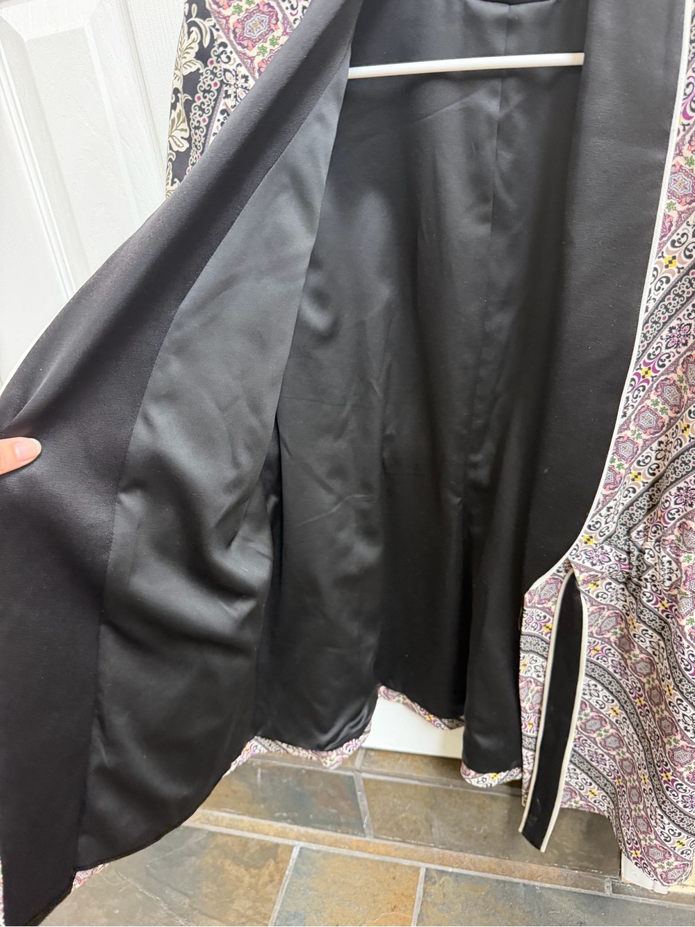 Alice + Olivia Black Shawl-Collar Printed Blazer with Pink Accents - Picture 3 of 5